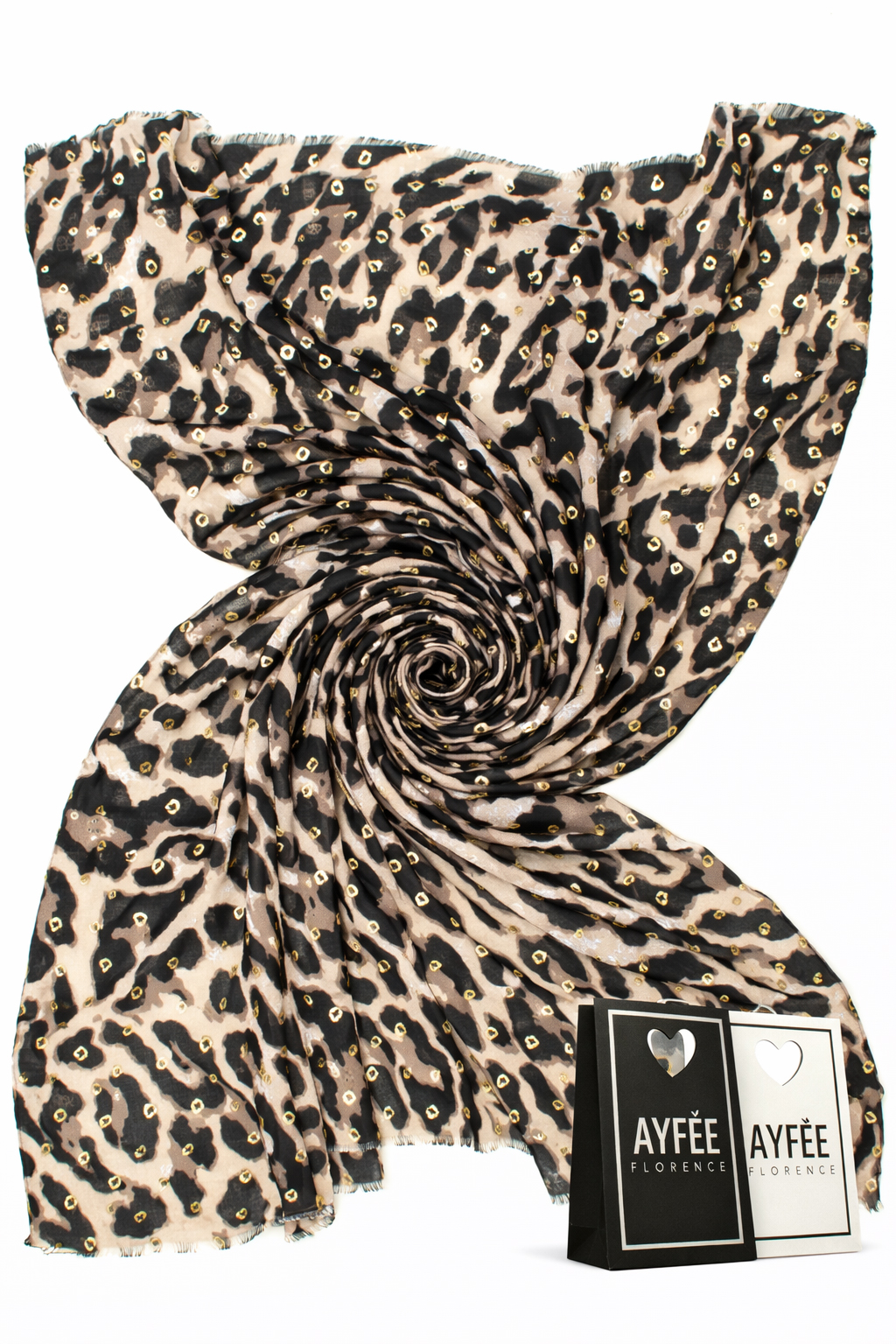 STOLA STAMPA ANIMALIER FOIL GOLD 100% VISCOSE MADE IN PRC           
